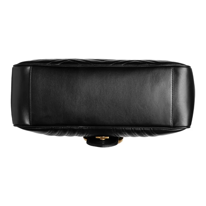 GUCCI GG Marmont Quilted Leather Chain Messenger Bag Shoulder Bag Crossbody Bag Handbag Medium Size Women's Black-6