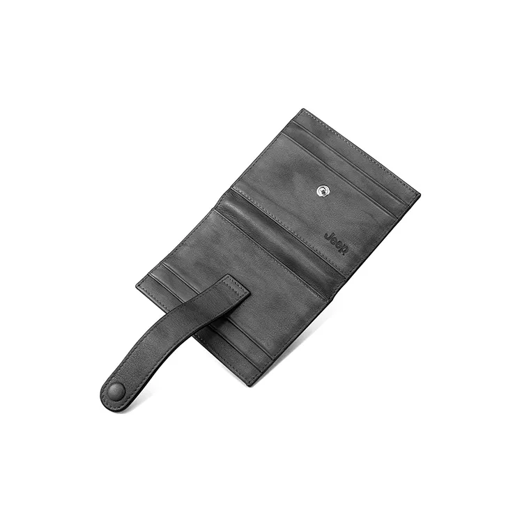Jeep Genuine Leather Small Card Holder Men's Light Gray-6