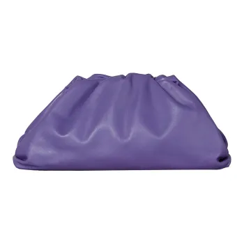 Bottega Veneta Cow Leather Clutch Large Size Women's Purple