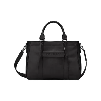 LONGCHAMP 3D Calfskin Briefcase Tote Tote Bag Shopping Bag Crossbody Handbag Small Size Unisex Black