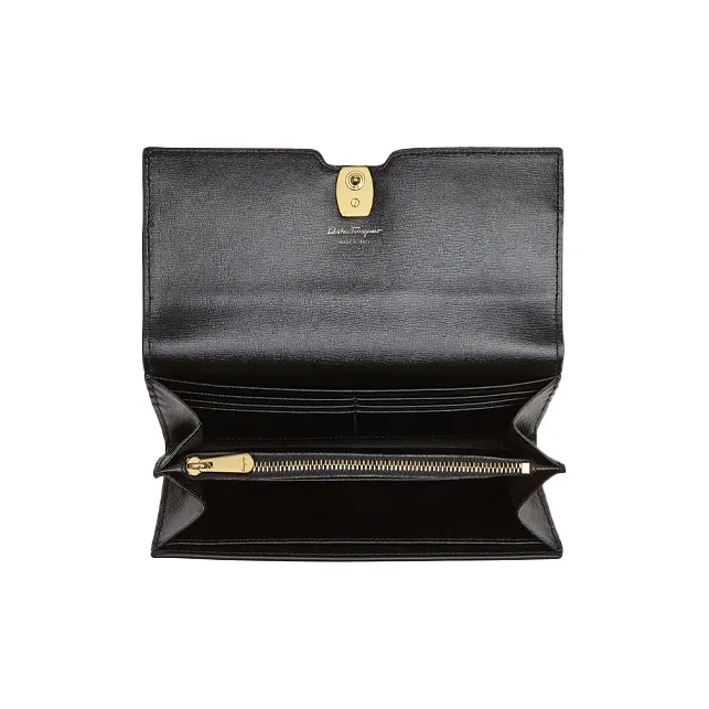 FERRAGAMO Cow Leather Wallet Women's Black-3