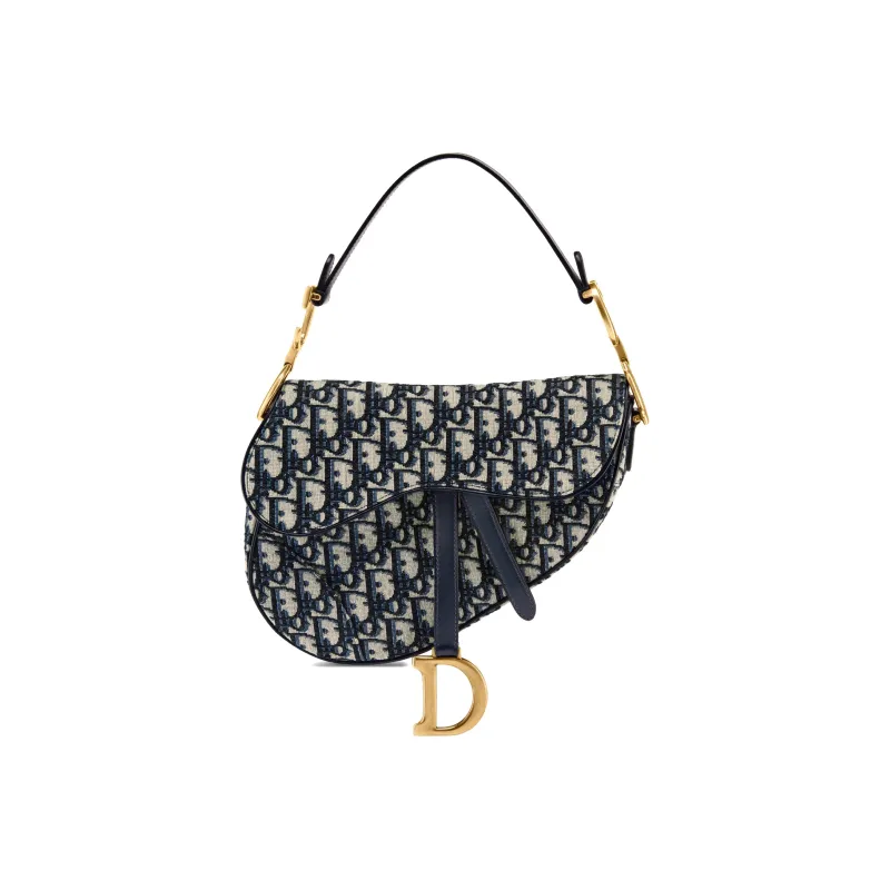 DIOR Saddle Jacquard Canvas With Leather Saddle Bag Handbag, Shoulder Bag, Crossbody Bag Medium Size Women's Denim Blue-0