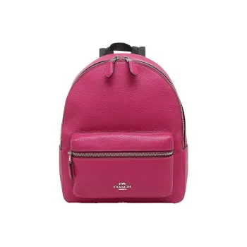 COACH Charlie Cow Leather Backpack Medium Size Women's Rose Red