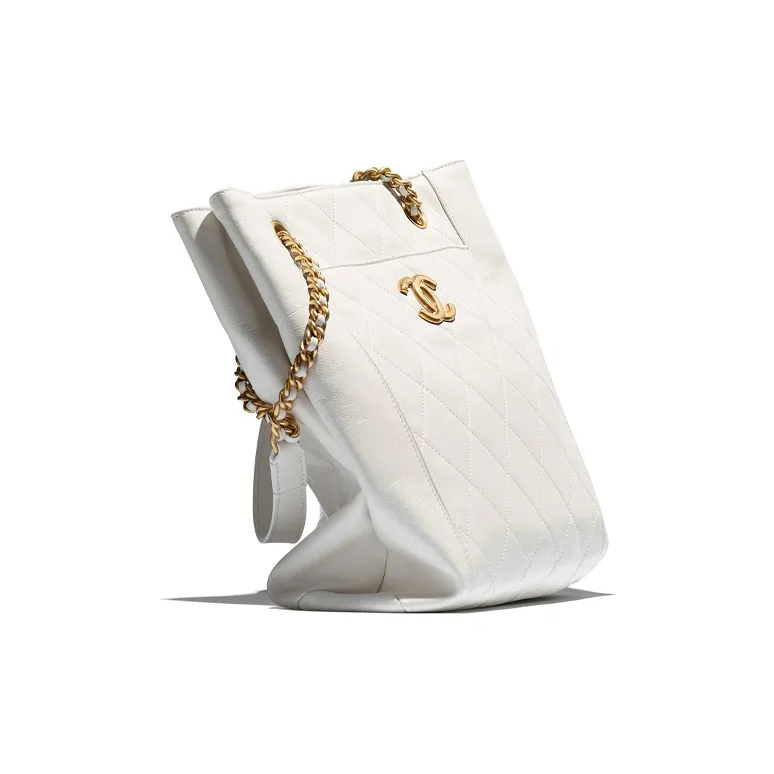 CHANEL Calfskin Tote Bag, Shopping Bag, Crossbody Bag Trumpets Women's White-1