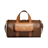 COACH Duffle Smooth Leather Handbag Shoulder Bag Crossbody Bag Travel Bag Large Size Women's Caramel Brown