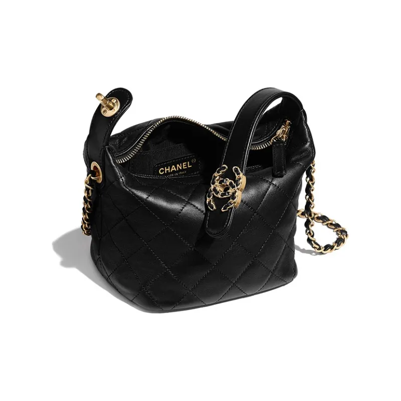 CHANEL Gabrielle Lambskin Hobo Bag Handbag Trumpets Women's Black-2