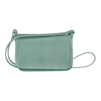 LONGCHAMP Le Foulonné Cow Leather Wallet Shoulder Bag Women's Green