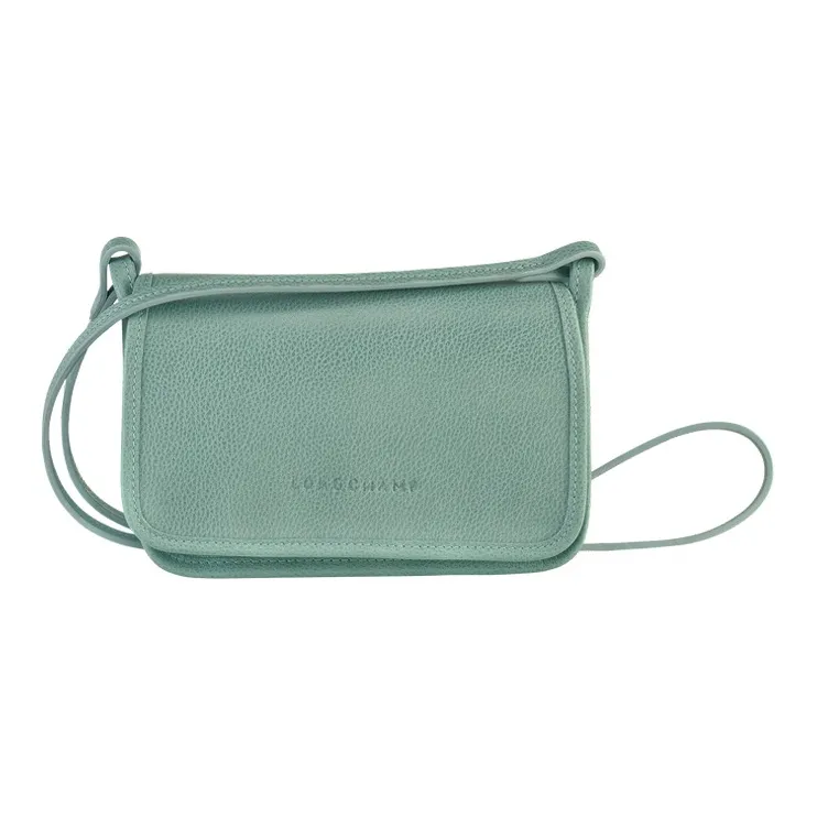 LONGCHAMP Le Foulonné Cow Leather Wallet Shoulder Bag Women's Green-0