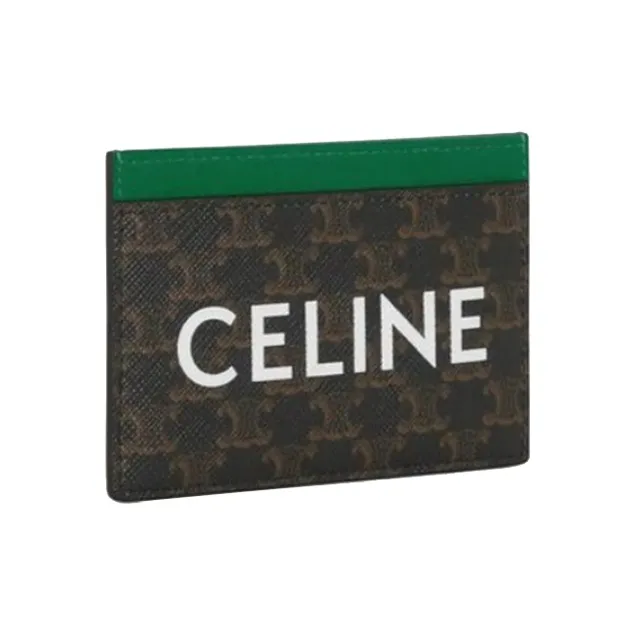 CELINE Triomphe Arc De Triomphe Canvas Card Holder Unisex Umber/Green-1