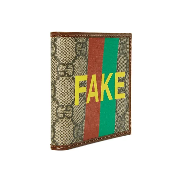 GUCCI Canvas With Leather Wallet Men's Raven Beige-1