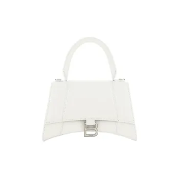 Balenciaga Hourglass Smooth Cow Leather Shoulder Bag Crossbody Bag Handbag Small Size Women's White