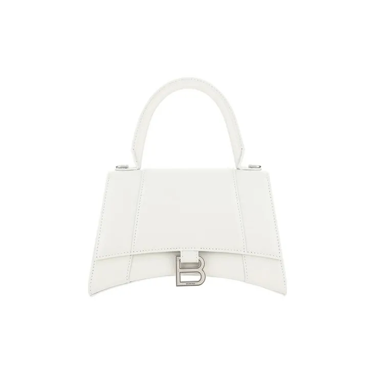 Balenciaga Hourglass Smooth Cow Leather Shoulder Bag Crossbody Bag Handbag Small Size Women's White-0