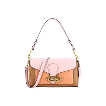 COACH Jade Leather Crossbody Bag Shoulder Bag Women's Coffee & Cherry Blossom Pink