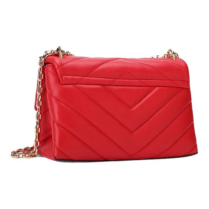 MICHAEL KORS Cece Leather Shoulder Bag, Crossbody Bag Medium Size Women's Bright Red-1