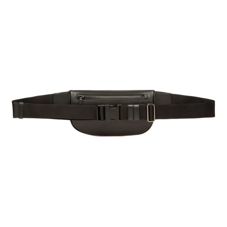 BALLY Waterproof Recycled Cow Leather One Shoulder Crossbody Fanny Pack Men's Black-1