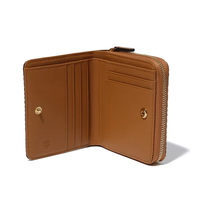 A BATHING APE MCM Shark Zip Collaboration Collection Sheepskin Wallet Unisex Brown-2