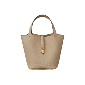 HERMES Picotin Lock Cow Leather Basket Bag, Bucket Bag, Handbag 22 Women's Trench Gray