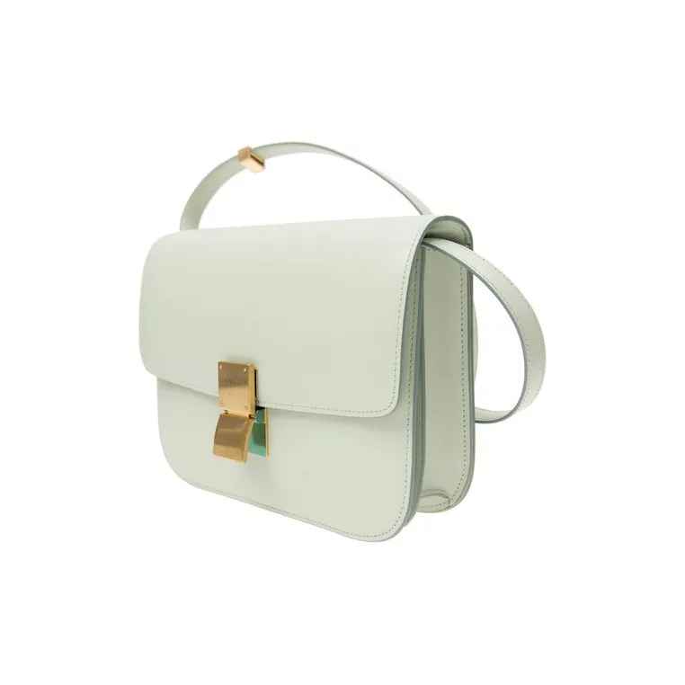 CELINE Classic Bo Calfskin Tofu Bag Small Square Bag Handbag Crossbody Bag Shoulder Bag Medium Size Women's Light Green-2