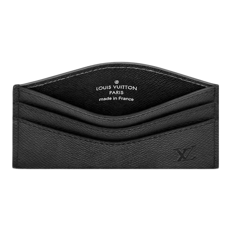 LOUIS VUITTON Taïga Leather Card Holder Card Holder Trumpets Men's Black-3