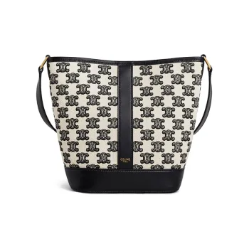 CELINE Triomphe Embroidered Fabric Bucket Bags Shoulder Bag Crossbody Bag Regular Women's Black/White
