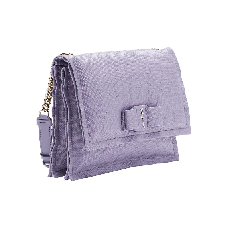 FERRAGAMO Viva Fabric Pillow Bag Shoulder Bag Crossbody Bag Small Size Women's Light Purple-1