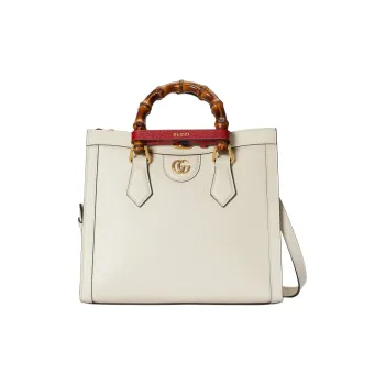 GUCCI Diana Leather Tote Bag, Shopping Bag, Handbag, Shoulder Bag, Crossbody Bag Small Size Unisex Ecru