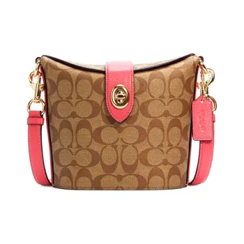 COACH Addie PVC French Fries Bag Box Bag Shoulder Bag Crossbody Bag Women's Cherry Blossom Pink & Brown Monogram