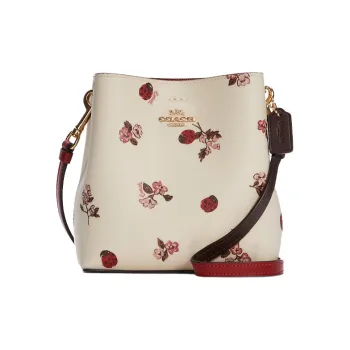 COACH Town Coated Canvas With Smooth Leather Bucket Bags Shoulder Bag Crossbody Bag Small Size Women's White
