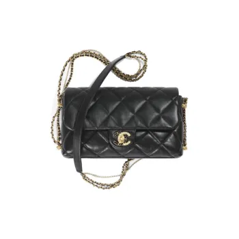 CHANEL Lambskin Flap Bag, Shoulder Bag, Crossbody Bag Women's Black