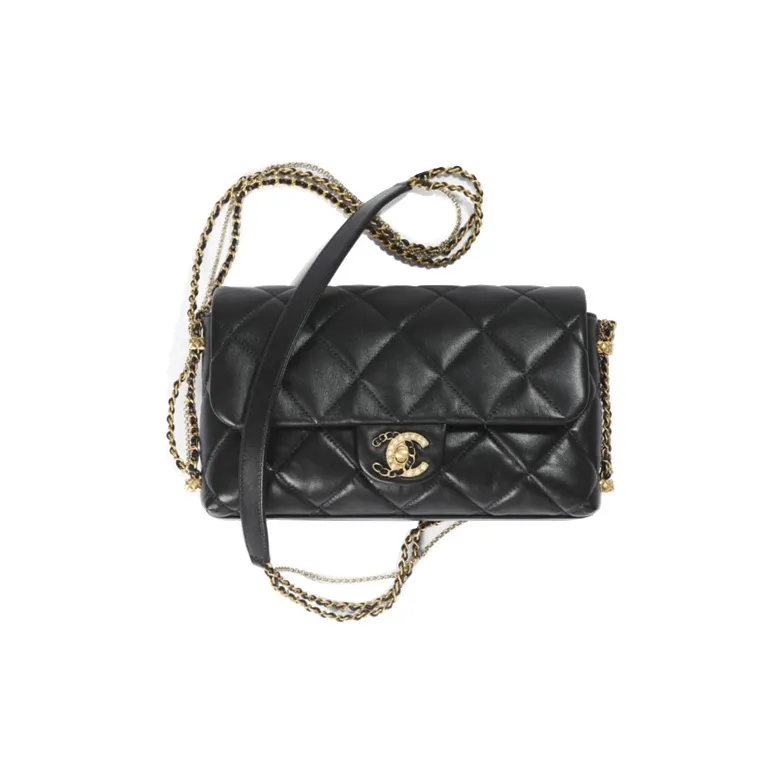 CHANEL Lambskin Flap Bag, Shoulder Bag, Crossbody Bag Women's Black-0