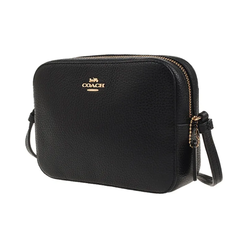 COACH Camera Cow Leather Camera Bag Shoulder Bag Crossbody Bag Small Square Bag Handbag Mini Women's Black Brass-1