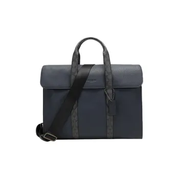 COACH Metropolitan Leather Handbag Crossbody Flap Briefcase Shoulder Bag Men's Blue Black