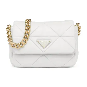 PRADA Soft Sheepskin Leather Handbags Shoulder Bags Women's White