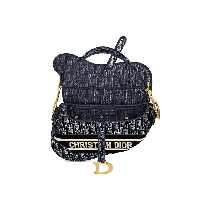 DIOR Saddle Velvet Saddle Bag Handbag Shoulder Bag Regular Women's Blue-3