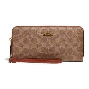 COACH Continental Wallet Canvas Wallet Women's Tan Monogram