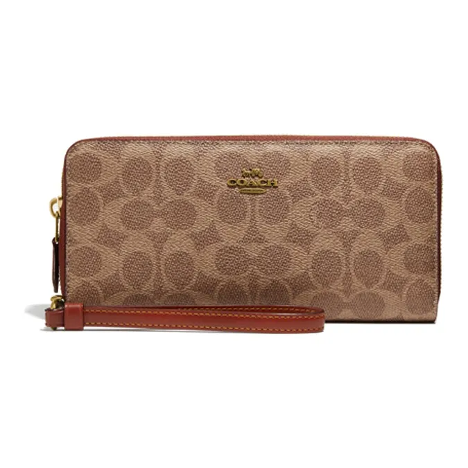 COACH Continental Wallet Canvas Wallet Women's Tan Monogram-0