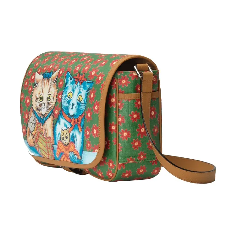GUCCI Canvas With Leather Nylon Lining Messenger Bag Shoulder Bag Crossbody Bag Kids' Bag Kids' Pink/Green-1