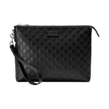 GUCCI Leather Clutch Men's Black