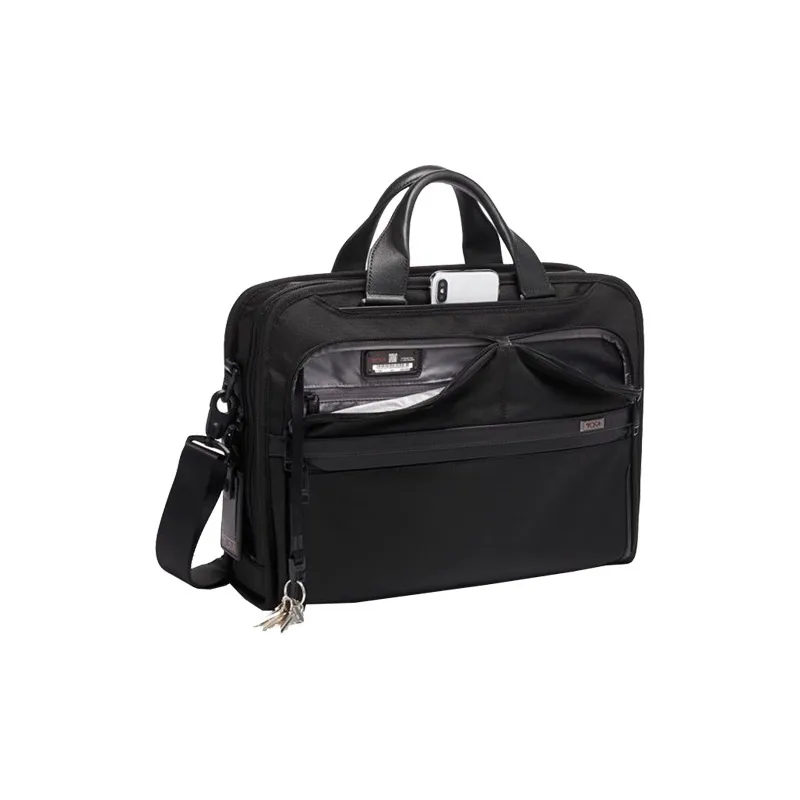 TUMI Alpha 3 Elastic Nylon Briefcase Men's Black-2
