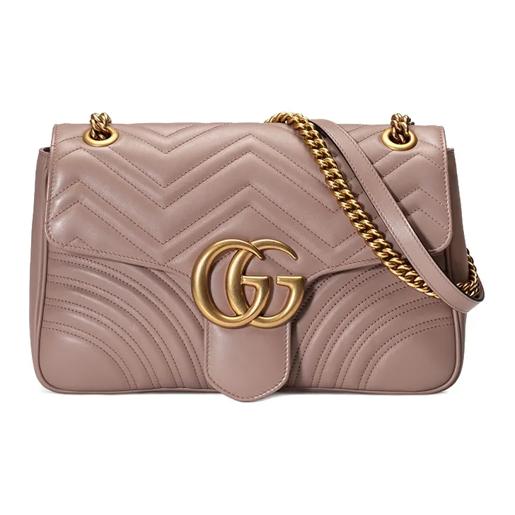 GUCCI GG Marmont Cow Leather Crossbody Bag Shoulder Bag Women's Nude-0