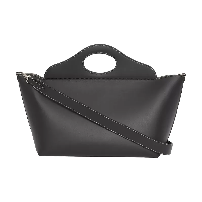 Burberry Pocket Bag Cow Leather Crossbody Bag, One Shoulder Handbag Women's Black-4