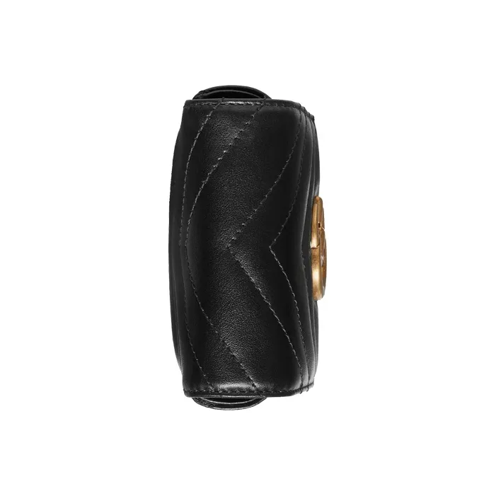 GUCCI Marmont Quilted Leather Shoulder Bag, Handbag, Cell Phone Pouch Women's Black-4