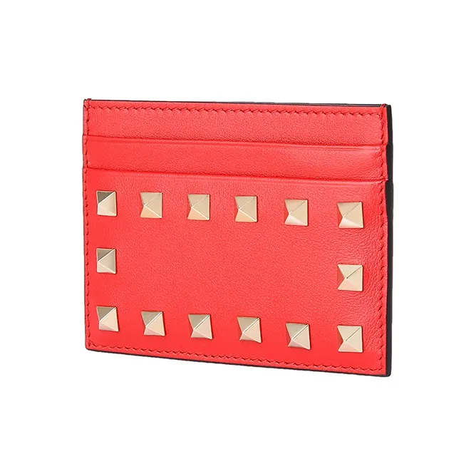 Valentino Calfskin Wallets Card Holders Women's Red-1