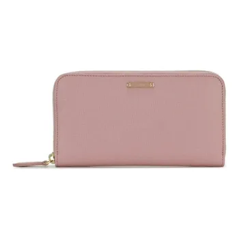 FENDI Leather Long Zip Closure Wallet With Money Clip Women's Dusty Pink Candy Color