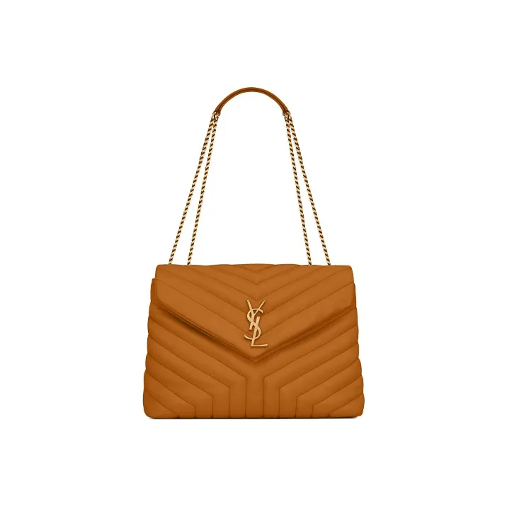 SAINT LAURENT Calfskin Chain Shoulder Bag Crossbody Bag Women's Cork Color-0