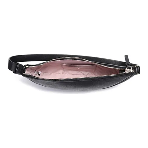 Kate Spade Smile Cow Leather Shoulder Bag, Crescent Bag, Shoulder Bag Small Size Women's Black-5