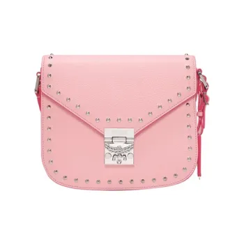 MCM Patricia Visetos Leather Shoulder Bag Crossbody Bag Small Size Women's Pink
