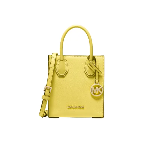 MICHAEL KORS Mercer Leather Handbag, Trunk Bag, Shoulder Bag, Crossbody Bag Mini Women's Yellow Cream