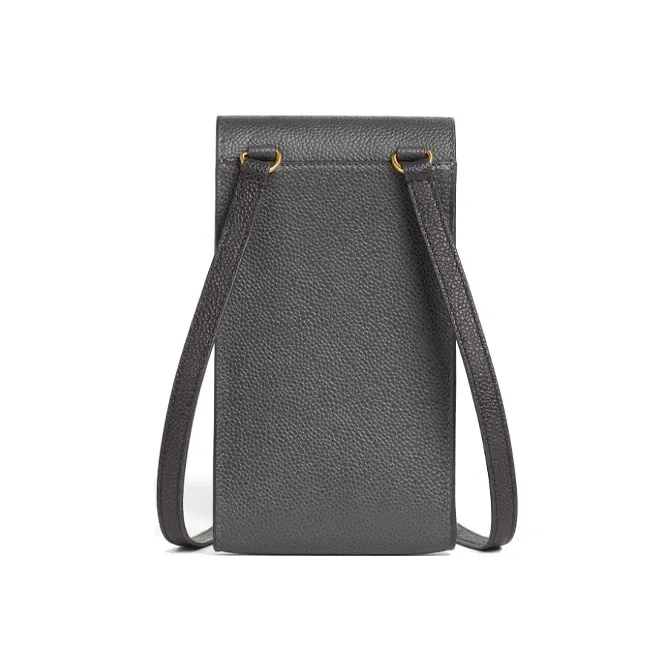 THOM BROWNE· Cow Leather Cell Phone Stand, Cell Phone Pocket, Cell Phone Pouch Men's Dark Gray-1
