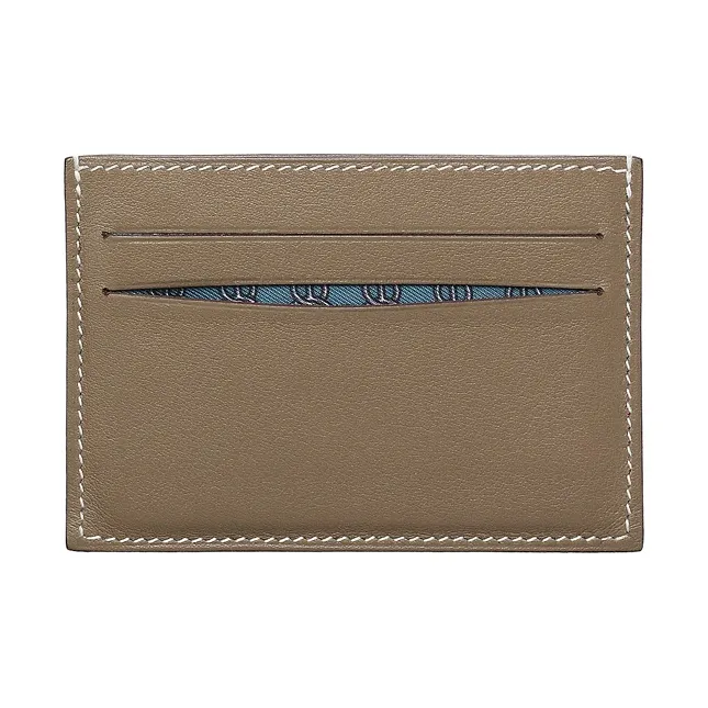 HERMES Cow Leather Card Holder Regular Men's Elephant Gray/Tarsal Blue-1